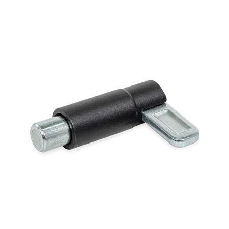 Indexing Plungers GN 722.4: Steel, Lock-Out, Weldable, with Latch