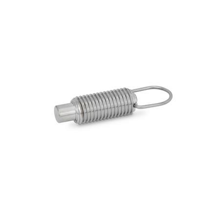 GN 413 Stainless Steel Indexing Plungers, Lock-Out and Non Lock-Out, with Pull Ring Material: NI - Stainless steel
Type: A - Non lock-out, without lock nut