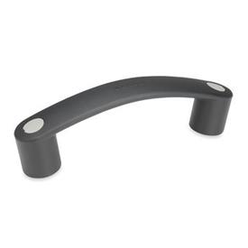 EN 628.3 Technopolymer Plastic Flexible Bridge Handles, Ergostyle®, with Counterbored Mounting Holes Color of the cover caps: DGR - Gray, RAL 7035, matte finish