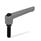 WN 300 Plastic Adjustable Levers, Threaded Stud Type, with Blackened Steel Components Color: GS - Gray, RAL 7035, textured finish