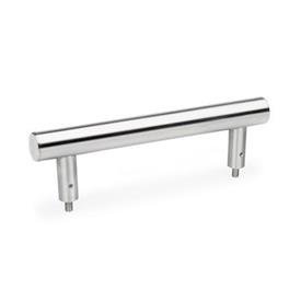 GN 666.7 Stainless Steel Tubular Grip Handles, with Threaded Studs, with Back-to-Back Mounting Capability Type: E - With stainless steel cover