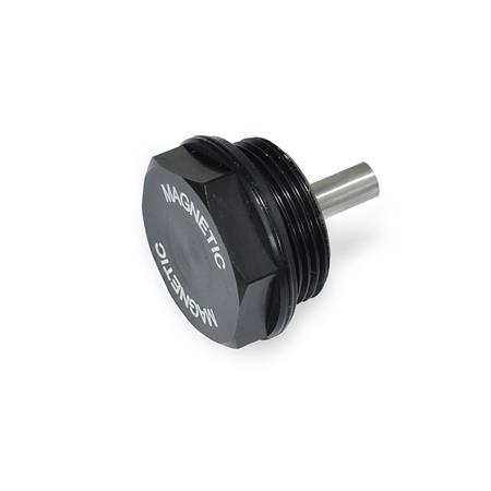 GN 738 Aluminum Magnetic Threaded Plugs, Resistant up to 212 °F, Black Anodized Finish 