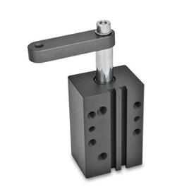 GN 875 Aluminum Pneumatic Swing Clamps, Rectangular Block Style Type: B - Clamping arm with threaded hole