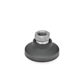 GN 343.7 Stainless Steel Leveling Feet, Plastic Base, Tapped Socket Type, with or without Rubber Pad Type: A - Without rubber pad