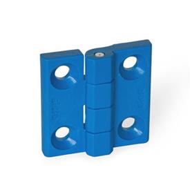 EN 237.1 FDA Compliant Plastic Hinges, Detectable, with Countersunk Bores Type: A - 2x2 bores for countersunk screws<br />Material / Finish: VDB - Visually detectable