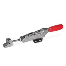 GN 850.1 Stainless Steel Latch Type Toggle Clamps, with Horizontal Mounting Base Type: TT - With draw axle, with catch, with T-head latch bolt<br />Material: NI - Stainless steel