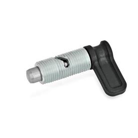 GN 712 Steel Cam Action Indexing Plungers, Plunger Pin Protruded in Normal Position Type: R - Lock-out, without lock nut