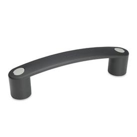 EN 628 Technopolymer Plastic Bridge Handles, Ergostyle®, with Counterbored Mounting Holes or Tapped Inserts Color of the cover cap: DGR - Gray, RAL 7035, Matte finish