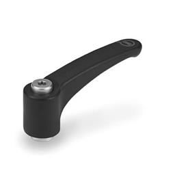 EN 604.1 Antimicrobial Plastic Adjustable Levers, Tapped Type, with Stainless Steel Components, Ergostyle® Color: SGA - Black-gray, RAL 7021, matte finish