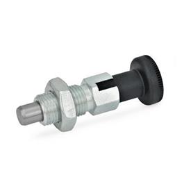 GN 717 Steel Indexing Plungers, Lock-Out and Non Lock-Out, with Knob Type: CK - Lock-out, with lock nut