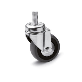 EN 22870 Steel Light Duty Casters, Rubber Wheel Tread, Polypropylene Wheel Core, Light Version Bearing type: G - Friction bearing<br />Bracket type: G - Swivel bracket with threaded stud<br />Coding: L - Light version