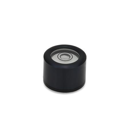 GN 2280 Niveles de burbuja de ojo de buey de aluminio, con roscas de montaje Material / acabado: ALS - Acabado anodizado, negro