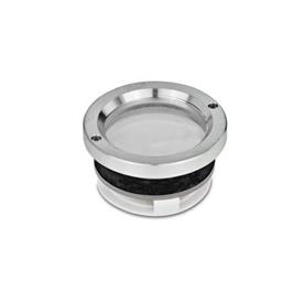 GN 537 Aluminum / Plexiglas Fluid Sight Glasses, without Thread Type: A - Without fluid level marks