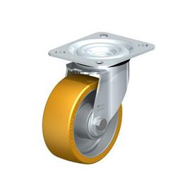 L-ALTH Rodajas giratorias de acero con banda Extrahane® de servicio medio, con placa de montaje  Type: K - Cojinete de bolas