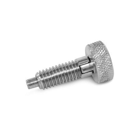 Hand Retractable Spring Plungers  LRSS: Stainless Steel, Lock-Out, with Knurled Handle