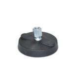 Pieds de mise à niveau avec socle en nylon NY-LEV® de type taraudé en acier, sans trous de tire-fond