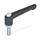 GN 303.2 Zinc Die-Cast Adjustable Levers, with Push Button, Threaded Stud Type, with Zinc Plated Steel Components Push button color: G - Gray, RAL 7035