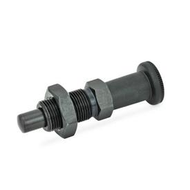GN 817.2 Steel Indexing Plungers, Lock-Out and Non Lock-Out, with Extended Height Knob Type: BK - Non lock-out, with lock nut