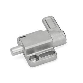GN 722.3 Stainless Steel Square Cam Action Spring Latches, Lock-Out, with Mounting Flange, Parallel to the Latch Pin Type: R - Right indexing cam
