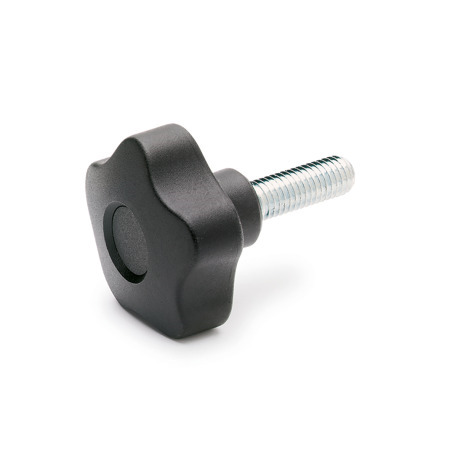 Five-Lobed Knobs EN 5337.2: Plastic, with Steel Threaded Stud