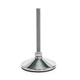 GN 17 Pies de nivelación de acero inoxidable AISI 304, conforme con FDA Versión (Espárrago): S - Sin tuerca, hexágono externo en la parte inferior