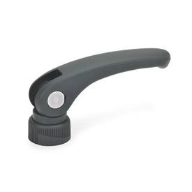 EN 926.1 Leviers à excentrique en plastique, avec composants en inox, de type taraudé Form: A - Avec plaque de contact réglable