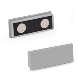 GN 53.2 Plastic Retaining Magnets, Rectangular-Shaped Color: GR - Gray, RAL 7040