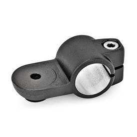 GN 278 Aluminum, Swivel Clamp Connectors Type: OZ - Without centering step (smooth)<br />Finish: SW - Black, RAL 9005, textured finish