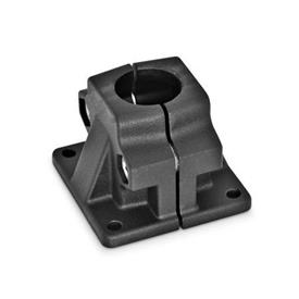 GN 165 Aluminum Base Plate Connector Clamps, Split Assembly Bildzuordnung: B - Bore<br />Finish: SW - Black, RAL 9005, textured finish