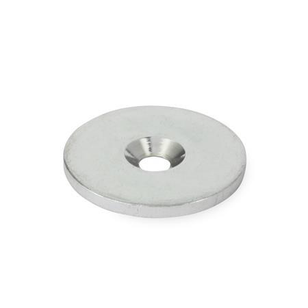 GN 70 Disco adhesivos para imán, de acero, para imanes de retención Tipo: A - Plano, sin borde de tope
Material: ST - Acero