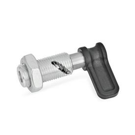 GN 712.1 Steel Cam Action Indexing Plungers, Plunger Pin Retracted in Normal Position Type: AK - Non lock-out, with lock nut