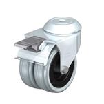 Steel, Medium Duty Gray Rubber Twin Swivel Casters, with Bolt Hole Mounting