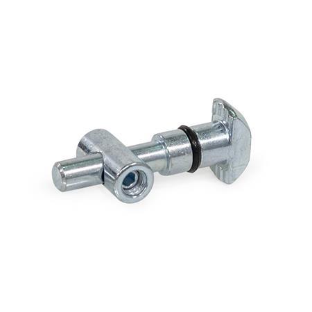 GN 25b Steel Quick Release Connectors, for Aluminum Profiles (b-Modular System), Symmetrical Mounting Stud Type: S - Symmetrical mounting stud
Coding: R - Right-angle T-nut