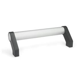 GN 333 Aluminum Tubular Handles, with Zinc Die-Cast Angled Handle Legs Type: A - Mounting from the back (tapped blind hole)<br />Finish: EL - Anodized finish, natural color