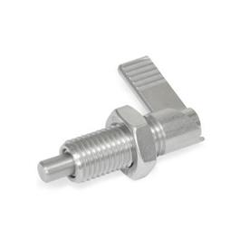 GN 721.6 Stainless Steel Cam Action Indexing Plungers, Lock-Out, with 180° Limit Stop Type: RAK - Right hand limit stop, with lock nut