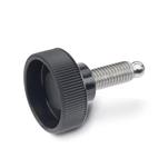 Technopolymer Plastic Hollow Knurled Screws, with Stainless Steel Threaded Stud, with Ball End