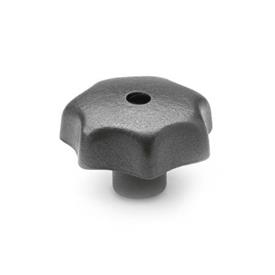 DIN 6336 Cast Iron Star Knobs, with Tapped or Plain Bore Type: B - With plain through bore, tol. H7
