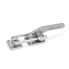 GN 852 Sauterelles à crochet en inox, de type robuste Matériau: NI - Inox<br />Type: T2 - Avec trous de montage, étrier en U et cran d'arrêt