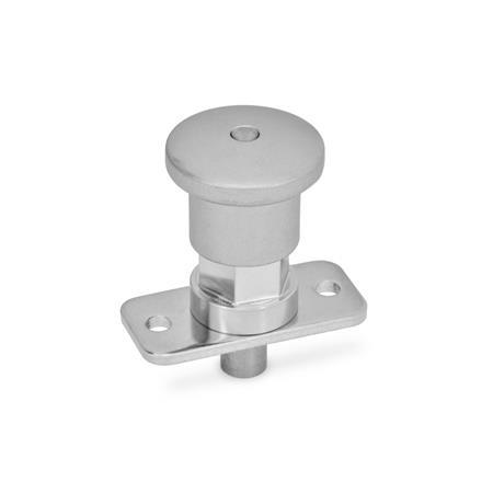 GN 822.9 Stainless Steel Mini Indexing Plungers, Lock-Out and Non Lock-Out, with Hidden Lock Mechanism, Plate Mount Type: BN - Non lock-out, with stainless steel knob