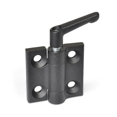 GN 437.2 Zinc Die-Cast Lockable Hinges, with Countersunk Bores Color: SW - Black, RAL 9005, textured finish