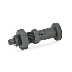 EN 617.2 Plastic Indexing Plungers, with Steel Plunger Pin, Lock-Out and Non Lock-Out Type: CK - Lock-out, with lock nut