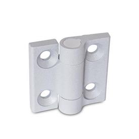 GN 437.3 Zinc Die-Cast Hinges, with Spring-Loaded Return Type: R2 - Spring-loaded return, opening, medium spring force<br />Color: SR - Silver, RAL 9006, textured finish