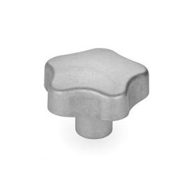 GN 5336 Aluminum Star Knobs, with Tapped or Plain Bore Type: C - With plain blind bore, tol. H7<br />Finish: MT - Matte, tumbled finish