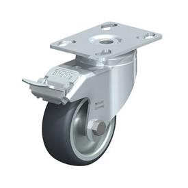  LKPA-TPA Steel Light Duty Swivel Casters, with Thermoplastic Rubber Wheels and Heavy Brackets Type: G-FI - Plain bearing with stop-fix brake