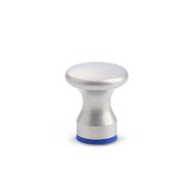 GN 75.6 Perillas con forma de hongo de acero inoxidable, con orificio roscado o espárrago roscado, diseño higiénico Tipo: D - Con orificio roscado<br />Acabado: MT - Acabado mate (Ra < 0.8 µm)