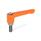 GN 302.1 Zinc Die-Cast Straight Adjustable Levers, Threaded Stud Type, with Stainless Steel Components Color: OS - Orange, RAL 2004, textured finish