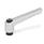 GN 300 Zinc Die-Cast Adjustable Levers, Tapped or Plain Bore Type, with Blackened Steel Components Color / Finish: SR - Silver, RAL 9006, textured finish
