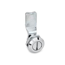 GN 115 Loquets à came en zinc moulé sous pression, avec bague de centrage chromée, manipulation par clé à douille Type: SCH - Par fente