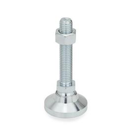 GN 343.2 Steel Leveling Feet, Threaded Stud Type, with or without Plastic / Rubber Cap Type: OS - Without cap