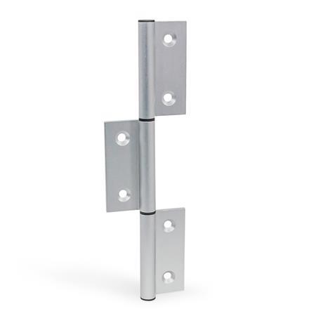 GN 2295 Aluminum Triple Winged Hinges, for Profile Systems  / Panel Elements, with Extended Outer Wings Type: A - Exterior hinge leafs
Identification: C - With countersunk holes
Bildzuordnung: 245